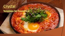  Presentation with tomato - Presentation consisting of shakshuka-with-eggs-tomato background and a tawny brown colored foreground