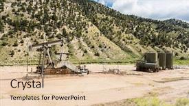  Presentation with drilling - Presentation theme consisting of shale gas - oil drilling well northern utah background and a lemonade colored foreground