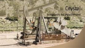  Presentation with oil drilling - Slide deck with shale gas - oil drilling well northern utah background and a coral colored foreground