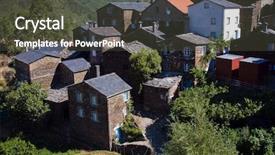  Presentation with ancient village - PPT theme with shale rock - ancient mountain village of piodao background and a tawny brown colored foreground