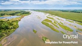  Presentation with aerial - Amazing PPT theme having shallow and braided platte river backdrop and a coral colored foreground