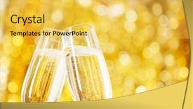  Presentation with champagne - Amazing PPT theme having shallow depth of field focus backdrop and a yellow colored foreground