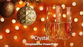  Presentation with two glasses of champagne - PPT theme consisting of shallow depth of field focus background and a crimson colored foreground