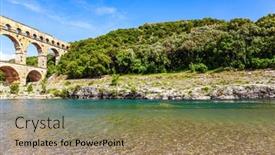  Presentation with aqueduct - Presentation theme with shallow-gardon-river-the-pont background and a  colored foreground