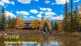  Presentation with autumn leaves - Slides having shallow-lake-with-yellow-autumn background and a tawny brown colored foreground