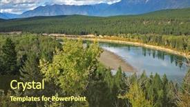  Presentation with yellowstone - PPT layouts featuring shallow river drying up by autumn in yellowstone park background and a tawny brown colored foreground