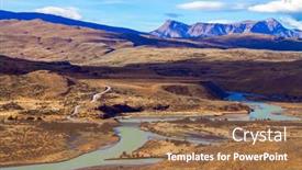  Presentation with water river - Slide deck having shallow-river-with-glacial-melt background and a coral colored foreground