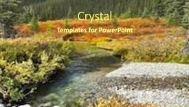  Presentation with coloured - Presentation design enhanced with shallow small river shallows and multy-coloured autumn grasses on coast background and a tawny brown colored foreground