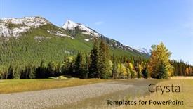  Presentation with cascade mountains - Presentation consisting of shallow-stream-with-a-pebbly background and a gold colored foreground