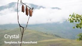  Presentation with shaman - Amazing presentation theme having shaman - shamanism symbol over cloudy overcast backdrop and a gray colored foreground