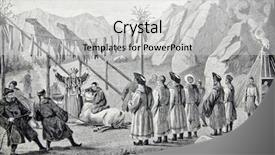  Presentation with engraving - Colorful PPT theme enhanced with shaman engraving on steel backdrop and a light gray colored foreground