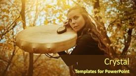  Presentation with long hair - PPT theme consisting of shaman-woman-with-long-curly background and a  colored foreground