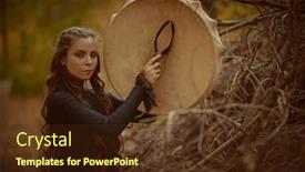  Presentation with forest fire - Theme having shamanic-rituals-a-shaman-woman background and a tawny brown colored foreground