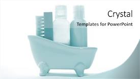  Presentation with shampoo - Slide deck consisting of shampoo conditioner and brush inside a miniature bathtub background and a white colored foreground