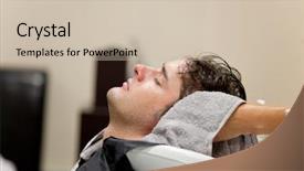  Presentation with hairdressing salon - Theme having shampooed in a hairdressing salon background and a soft green colored foreground