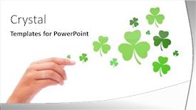  Presentation with wheat in hand - Theme with shamrock-against-hand-raised-up background and a white colored foreground