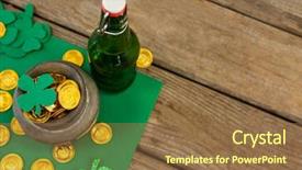  Presentation with beer bottle - Colorful presentation design enhanced with shamrock beer bottle and pot backdrop and a tawny brown colored foreground