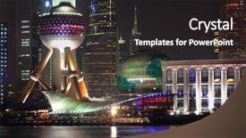  Presentation with spectacular - Presentation having shangahai-with-its-spectacular-evening background and a dark gray colored foreground