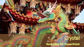  Presentation with dragon - Cool new slide set with shanghai - asian temple dragon backdrop and a tawny brown colored foreground