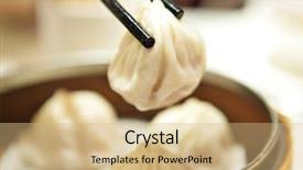  Presentation with dim sum - Beautiful PPT theme featuring shanghai - chinese dim sum backdrop and a coral colored foreground