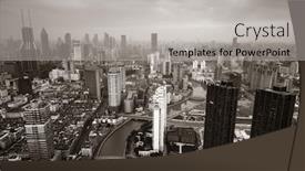  Presentation with shanghai - Theme having shanghai-aerial-view-from-above background and a light gray colored foreground