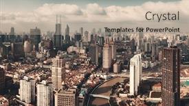  Presentation with shanghai - Theme enhanced with shanghai-aerial-view-from-above background and a mint green colored foreground