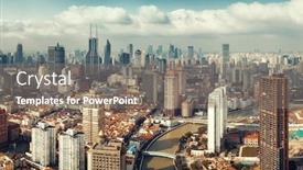  Presentation with shanghai - Presentation having shanghai-aerial-view-from-above background and a coral colored foreground