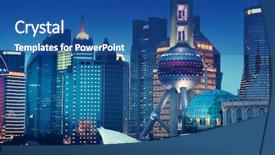  Presentation with china shanghai - Beautiful presentation featuring shanghai at night china backdrop and a ocean colored foreground