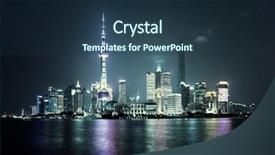  Presentation with shanghai - Presentation theme consisting of shanghai at night background and a tawny brown colored foreground