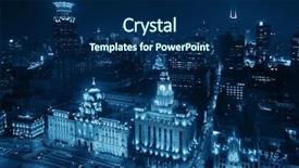  Presentation with street shanghai night - Slide set with shanghai bund aerial night view background and a navy blue colored foreground