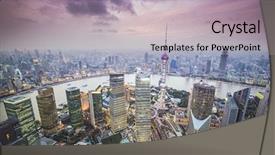  Presentation with china shanghai - Presentation consisting of shanghai china aerial view background and a light gray colored foreground