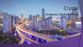  Presentation with highways - Presentation design having shanghai china aerial view background and a light blue colored foreground