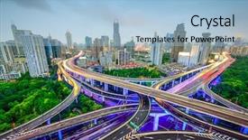  Presentation with china infrastructure - Beautiful theme featuring shanghai china aerial view backdrop and a light blue colored foreground