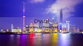  Presentation with china shanghai - PPT theme featuring shanghai china city skyline background and a light blue colored foreground