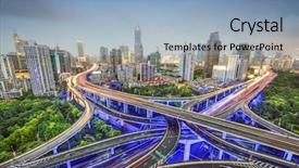  Presentation with eu china - Presentation theme having shanghai china cityscape obove highway background and a light blue colored foreground