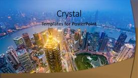  Presentation with china shanghai - Theme having shanghai china downtown city skyline background and a teal colored foreground