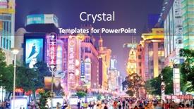  Presentation with street shanghai night - Slide deck having shanghai-china-may-28-nanjing background and a ocean colored foreground