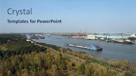  Presentation with industrial zone - PPT theme consisting of shanghai-china-november-27-barges background and a light blue colored foreground