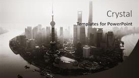  Presentation with china shanghai - Slides featuring shanghai-city-aerial-view background and a white colored foreground
