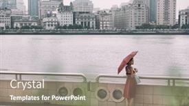 Presentation with rain city - Slide deck enhanced with shanghai-city-bund-river-asian background and a gray colored foreground