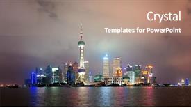  Presentation with shanghai - Slide deck enhanced with shanghai city skyline at night background and a  colored foreground
