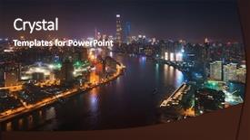  Presentation with china shanghai - Slide set featuring shanghai huangpu river night view background and a wine colored foreground