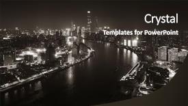  Presentation with china shanghai - Cool new PPT theme with shanghai huangpu river night view backdrop and a wine colored foreground