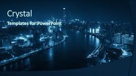  Presentation with shanghai - PPT theme having shanghai-huangpu-river-night-view background and a navy blue colored foreground
