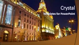  Presentation with street of shanghai on the night - Amazing theme having shanghai in the night time backdrop and a navy blue colored foreground