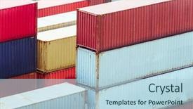  Presentation with china shanghai - Amazing slide deck having shanghai industrial dock china asia backdrop and a light blue colored foreground