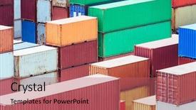  Presentation with china shanghai - Slide deck with shanghai industrial dock china asia background and a coral colored foreground