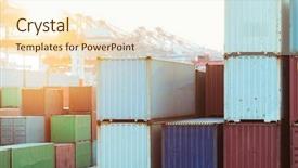  Presentation with china shanghai - PPT theme having shanghai industrial dock china asia background and a cream colored foreground