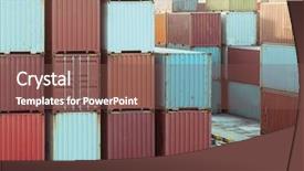  Presentation with china america asia - Cool new PPT theme with shanghai industrial dock china asia backdrop and a tawny brown colored foreground