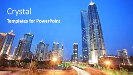  Presentation with financial center - Slides with shanghai-jul-20-jin-mao background and a cobalt blue colored foreground